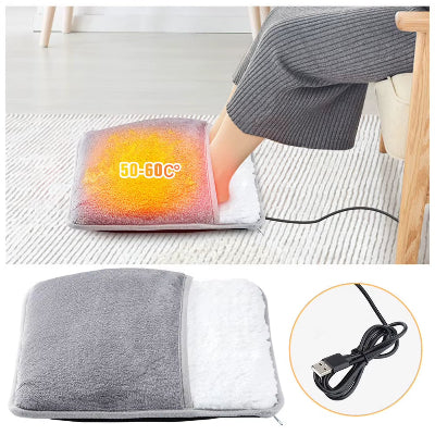 USB Electric Foot Warmer Thermostatic Shoes Winter Feet Heater for Home Bedroom Sleeping Thermal Plush Heating Slippers