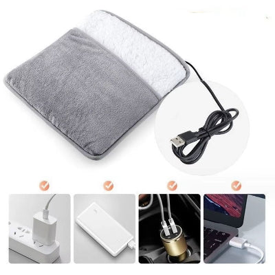USB Electric Foot Warmer Thermostatic Shoes Winter Feet Heater for Home Bedroom Sleeping Thermal Plush Heating Slippers